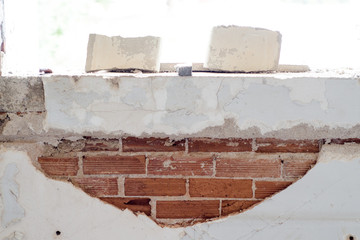 Smile hopeful crack wall after earthquake