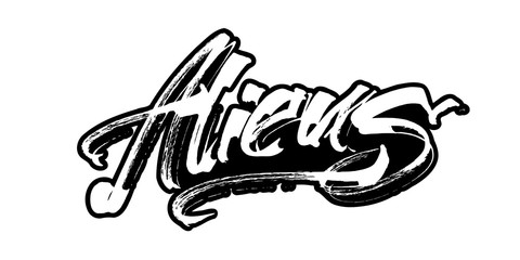 Aliens. Modern Calligraphy Hand Lettering for Serigraphy Print