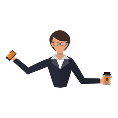Business woman office job stress work vector illustration person manager character