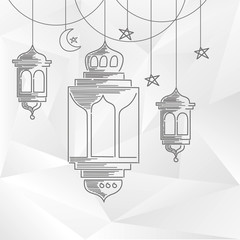 ramadan kareem decoration with line art style and abstract background