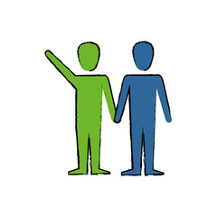 teamwork emblem icon over white background. colorful design. vector illustration