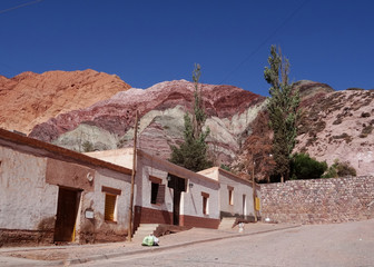 The hill of seven colors (cerro de los siete colores) at Purmamarca, UNESCO world heritage quebrada de humahuaca, Jujuy, Argentina