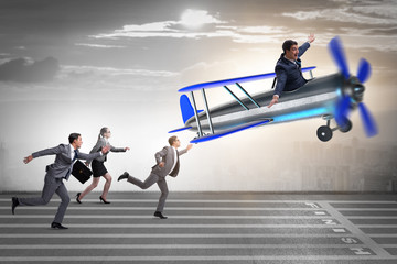 Business competition concept with vintage plane