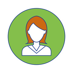 woman avatar icon over green circle and white background. colorful design. vector illustration