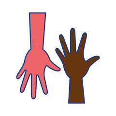 colorful hands icon over white background. vector illustration