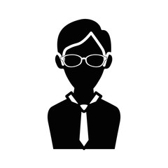 man with glasses, avatar icon over white background. vector illustration