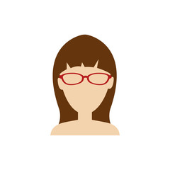 woman with glasses, avatar icon over white background. colorful design. vector illustration