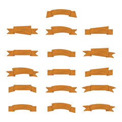 Cartoon Wood Banners And Ribbons For Ui Game