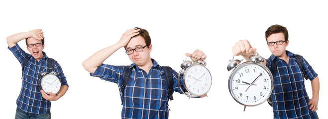 Student missing his studying deadlines on white