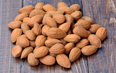 Group of almonds on table
