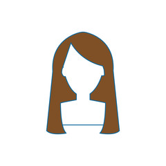 woman with long hair, avatar icon over white background. colorful design. vector illustration