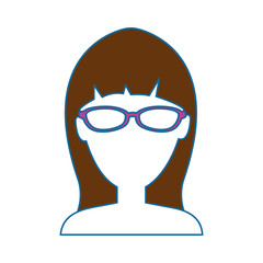 woman with long hair, avatar icon over white background. colorful design. vector illustration