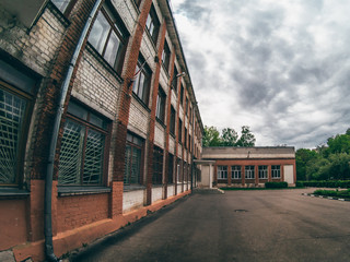 Old brick building, urban style, dramatic toned image