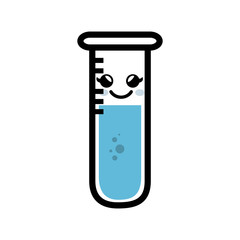 kawaii test tube icon over white background. colorful design. vector illustration