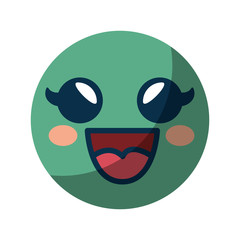 happy cartoon face icon over white background. colorful design. vector illustration