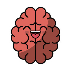 kawaii brain icon over white background. colorful design. vector illustration