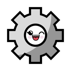 Obraz premium kawaii gear wheel icon over white background. colorful design. vector illustration