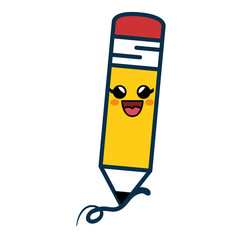 Kawaii pencil icon over white background. vector illustration