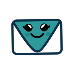 Kawaii envelope icon over white background. vector illustration