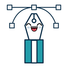 Kawaii feather icon over white background. vector illustration