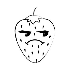 Kawaii strawberry fruit icon over white background. vector illustration