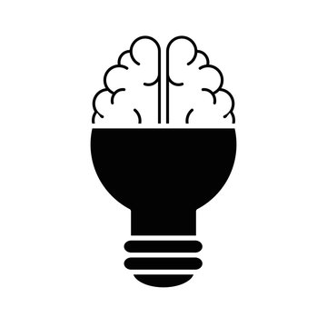 bulb brain icon over white background. vector illustration