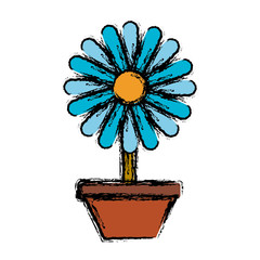 beautiful flower in a pot icon over white background. colorful design. vector illustration