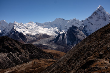 Landscape of Himalaya in Nepal, Khumbu region, home of Mount Everest, highest mountain in the world