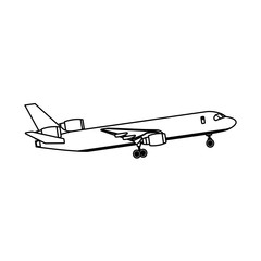 airplane passenger commercial transport outline vector illustration