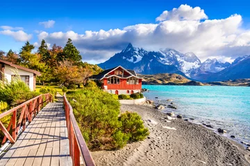 Fotobehang Torres del Paine, Patagonia, Chile - Pehoe Lake © ecstk22