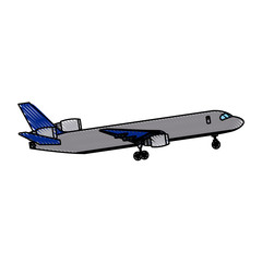 airplane passenger commercial transport outline vector illustration