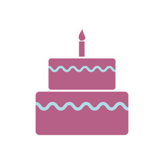 birthday cake icon over white background. colorful design. vector illustration
