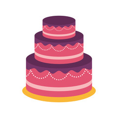 birthday cake icon over white background. colorful design. vector illustration