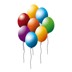 colored balloons bunch party decoration vector illustration