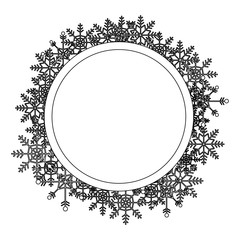 christmas wreath with snow flakes frame for xmas vector illustration