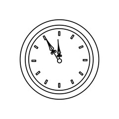 vintage clock time round design outline vector illustration