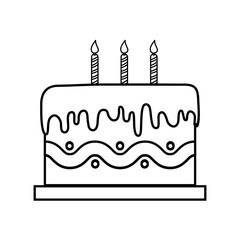 birthday cake with candles icon over white background. vector illustration