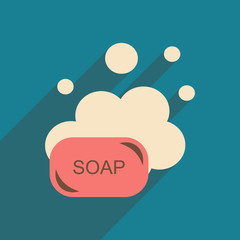 Flat with shadow icon and mobile application soap