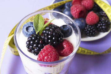 yogurt with fruits of the forest, cuisine and creative desserts