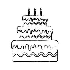 birthday cake with candle icon over white background. vector illustration