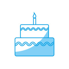 birthday cake with candle icon over white background. vector illustration