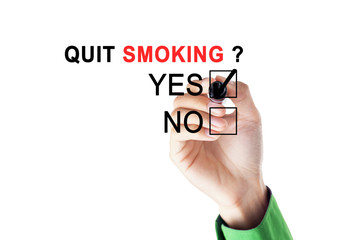 Businessman agreeing for a question of quit smoking