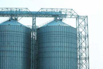 Modern grain elevators in seaport