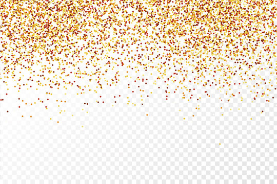 Vector realistic isolated golden confetti on the transparent background. Concept of happy birthday, party and holidays.