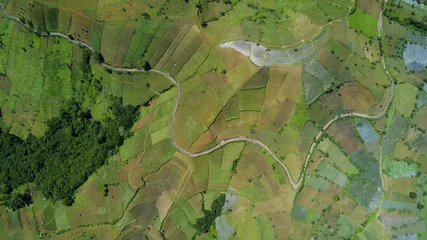 Rolgordijnen Farmland hill with terraced system © Creativa Images