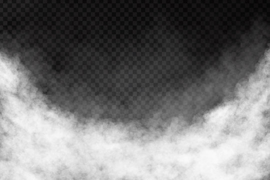 Vector realistic isolated smoke effect on the transparent background. Realistic fog or cloud for decoration.
