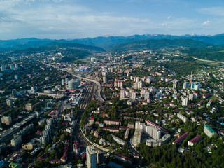 Aerial view of city center