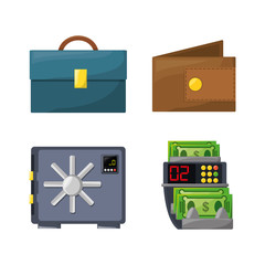 set icons money over blue background, vector illustration