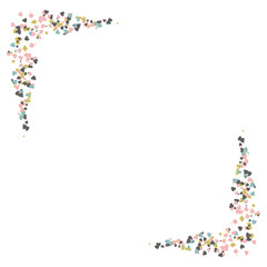 Vector isolated heart confetti frame on the white background. Concept of happy birthday, party, romantic event and holidays.