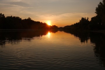 Sunset over a river